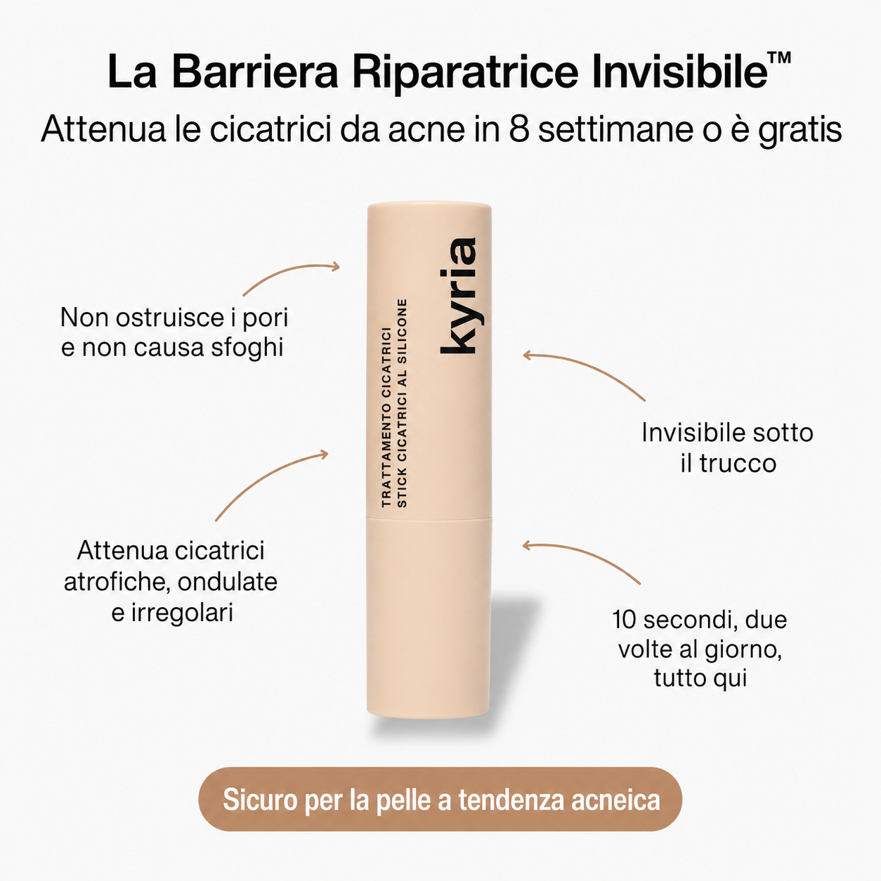 Stick riparatore per cicatrici da acne